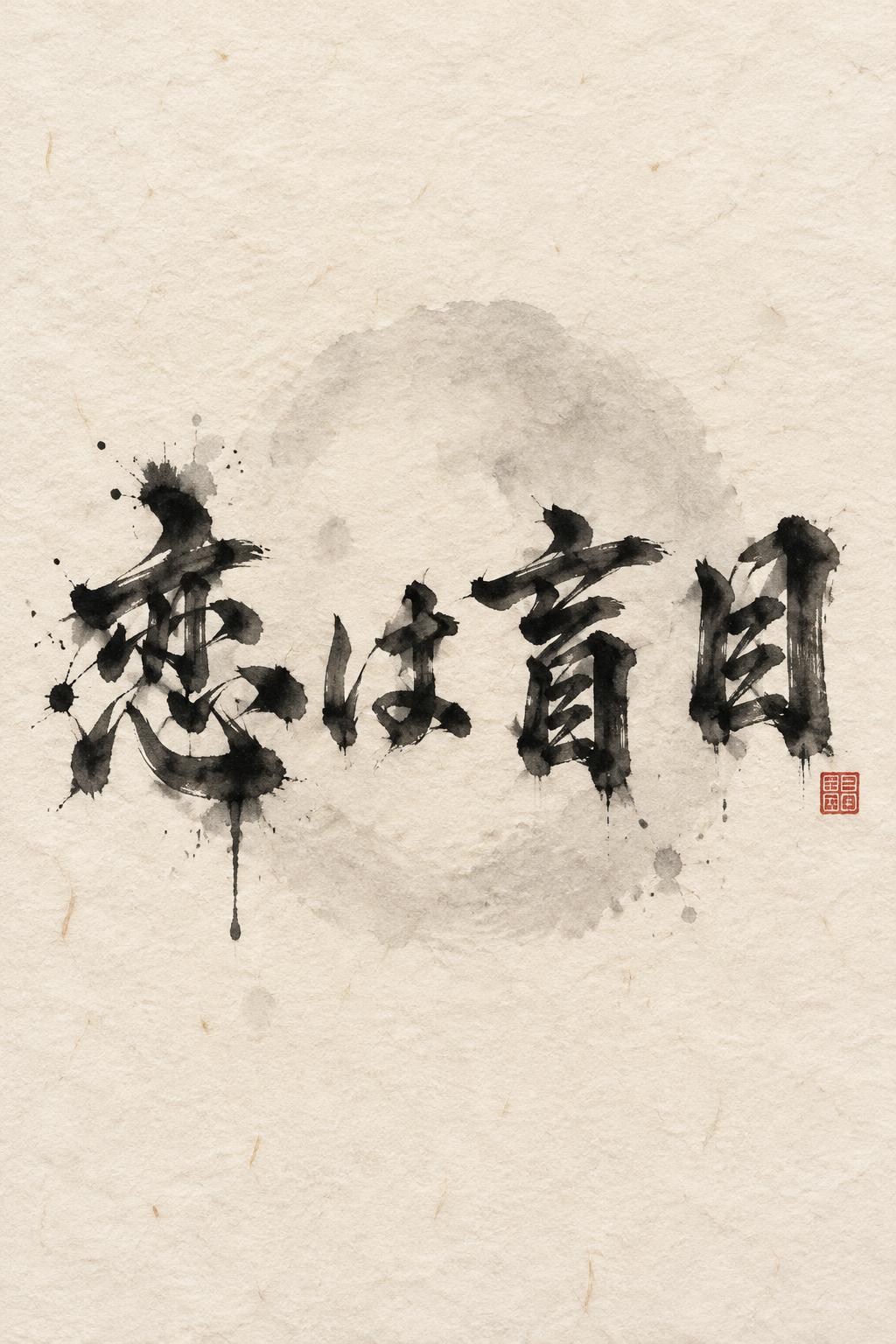 "恋は盲目" — Brush Japanese Ink | AI Text Effect Generator