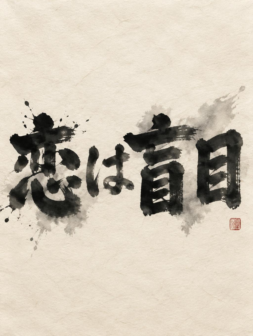 "恋は盲目" — Brush Japanese Ink | AI Text Effect Generator