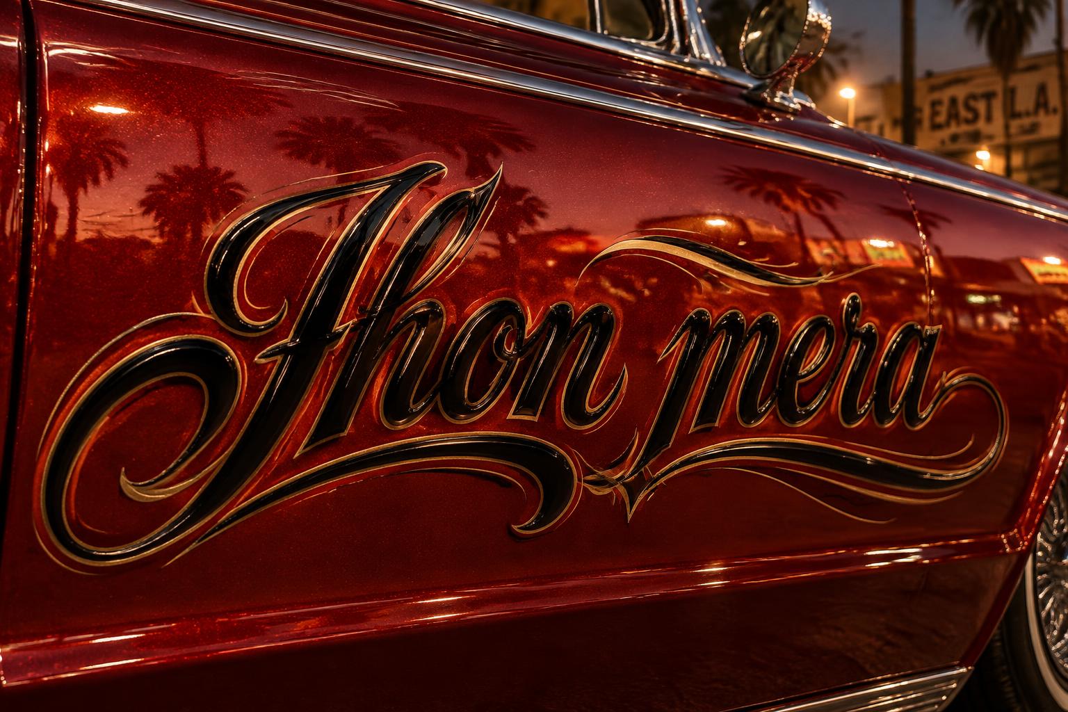 "Jhon mera" — Chicano text effect