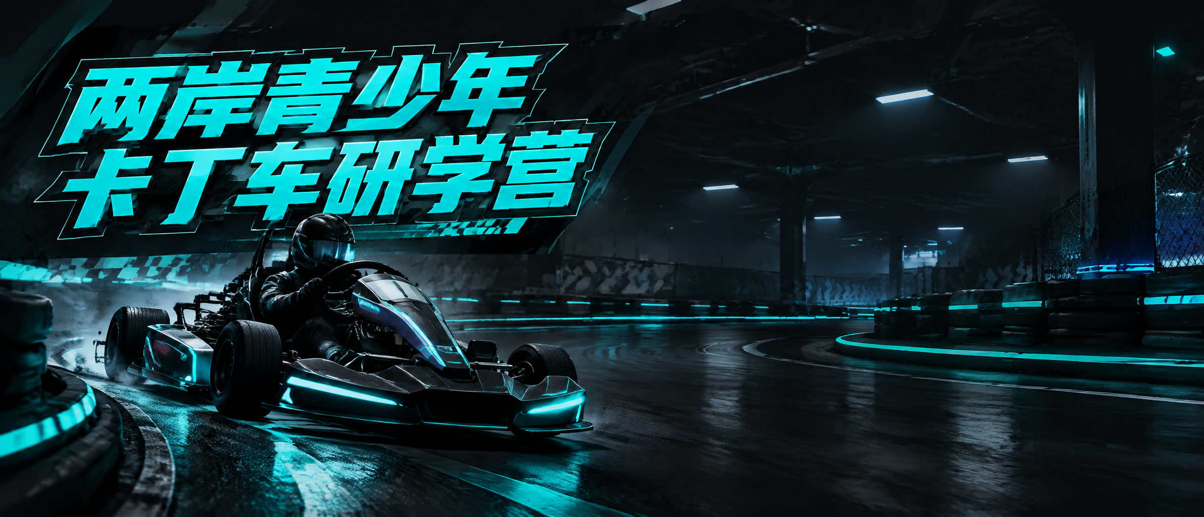 "两岸青少年卡丁车研学营" — Esports text effect